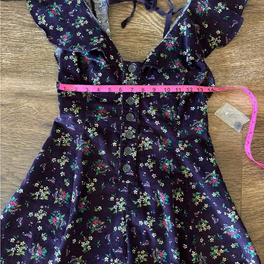 Free People Purple Corduroy Floral Romper Size XS - Picture 9 of 9